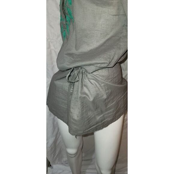 Prana Embroidered Drop Waist Drawstring 100% Cotton Roll Sleeve Tunic - Size M - Picture 9 of 13